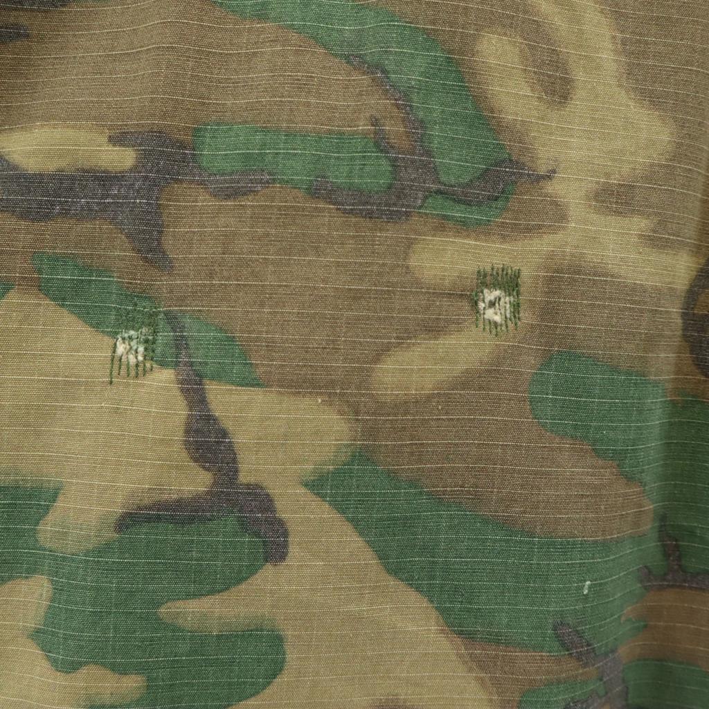 US ARMY 60s 70s Vintage 5th Brown Leaf Camo Pattern Jungle Fatigue Jacket Men's Used