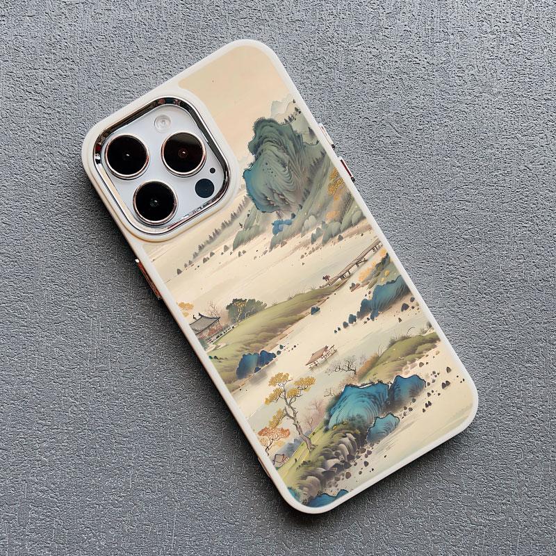 Chinese Style Landscape Painting Phone Case For Iphone 13 12 Pro Max 15 14 Pro Max Plus 11 XR XS X 15 14 7 8 Plus Silicone Cover