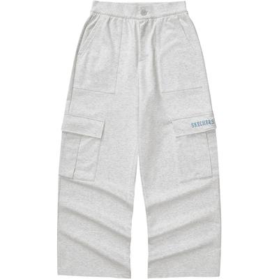 Logo Pattern Elastic Waist Loose Casual Work Pants Women Pants Gray L324W058-0248