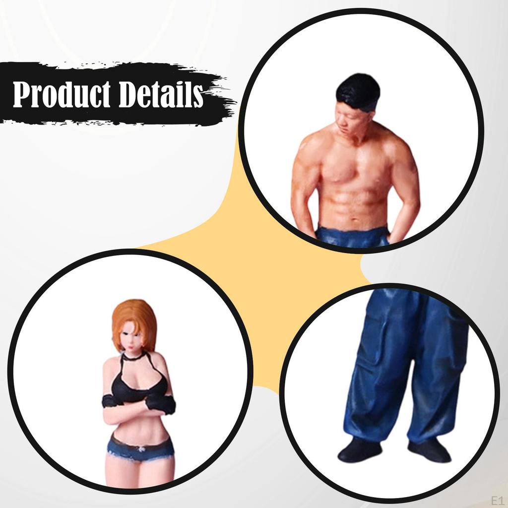 1/64 Scale Figures People Male Female Ornaments Resin Figurines Miniature Character for Micro