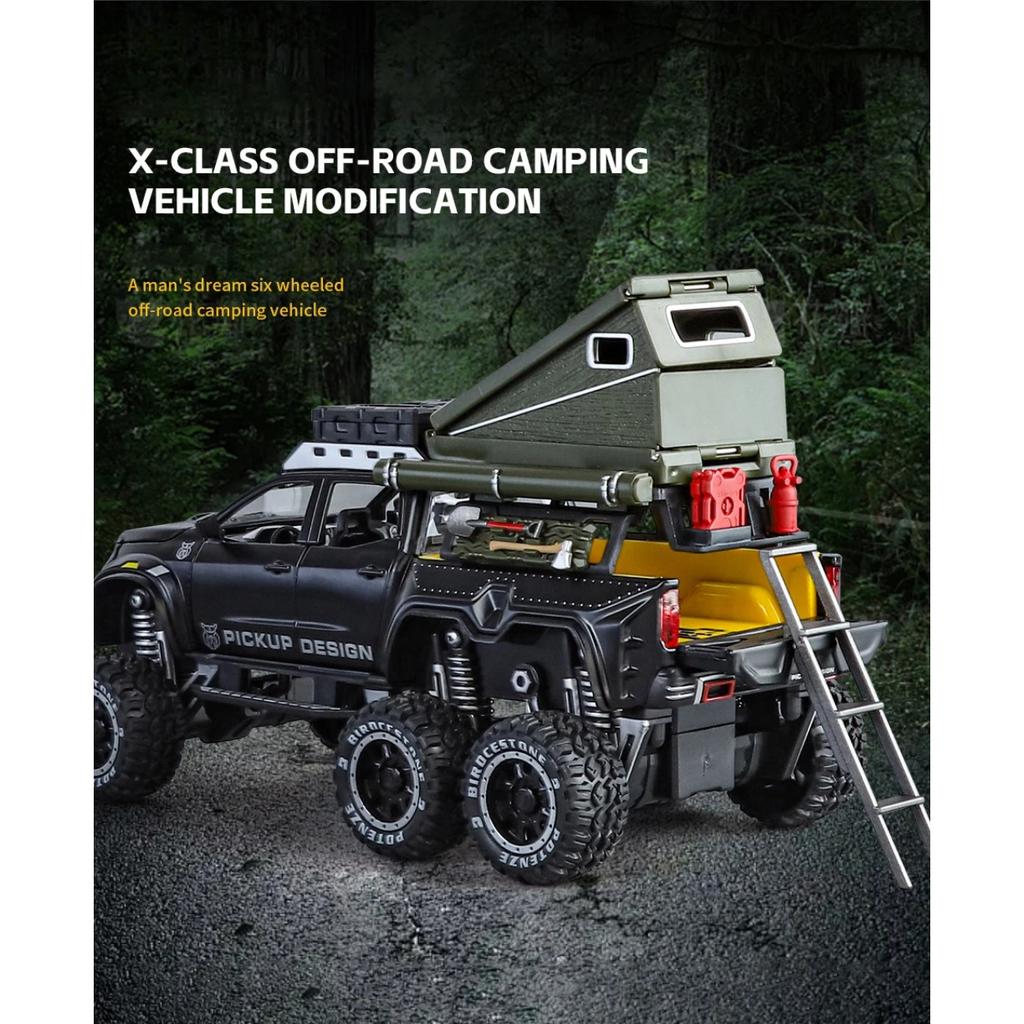 1/28 BENZ X-CLASS 6X6 Οχήματος Κάμπινγκ Εκτός Δρόμου Μοντέλο Αυτοκινήτου από Κράμα Ήχος και Φως Παιδικό Παιχνίδι Συλλεκτικά Δώρο Γενεθλίων