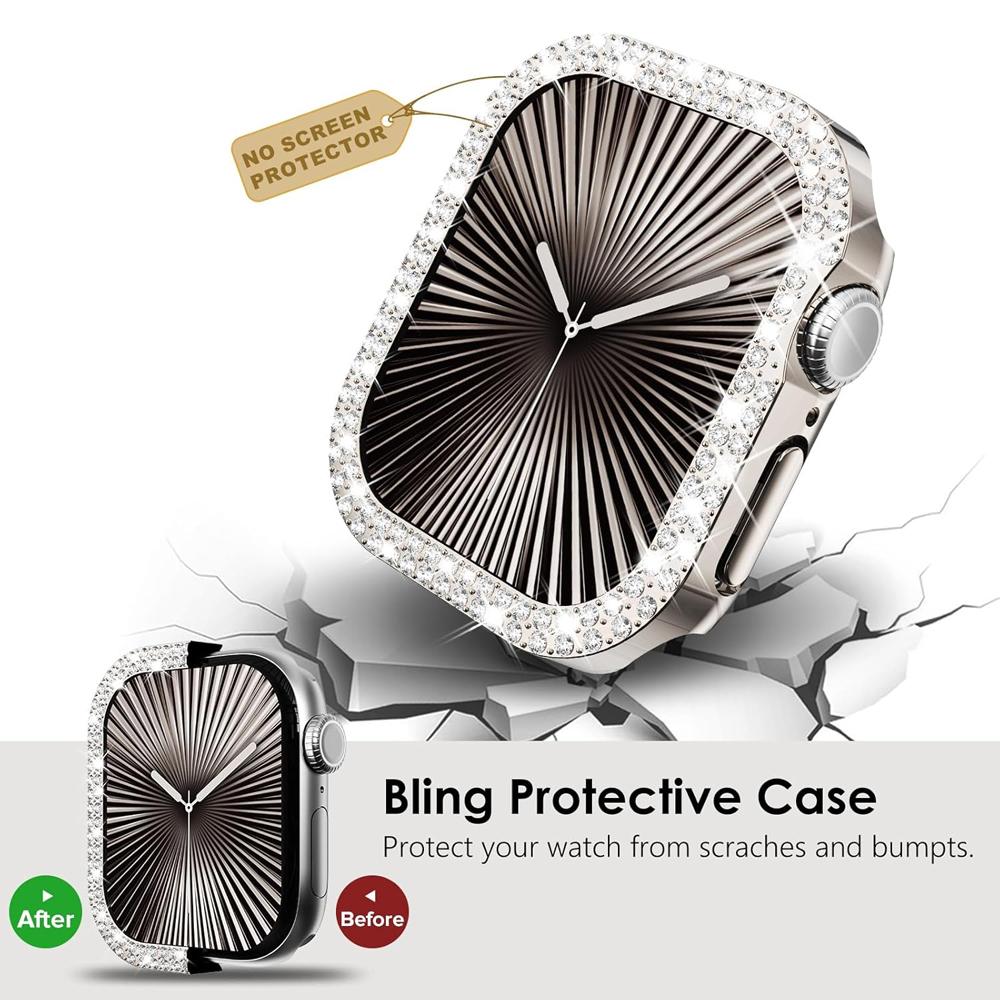 Diamond Cover For Apple Watch Case Series 10 9 8 7 6 5 SE Ultra 49mm 42mm 46mm 44mm 45mm 40 41mm Protector PC Bumper Protective