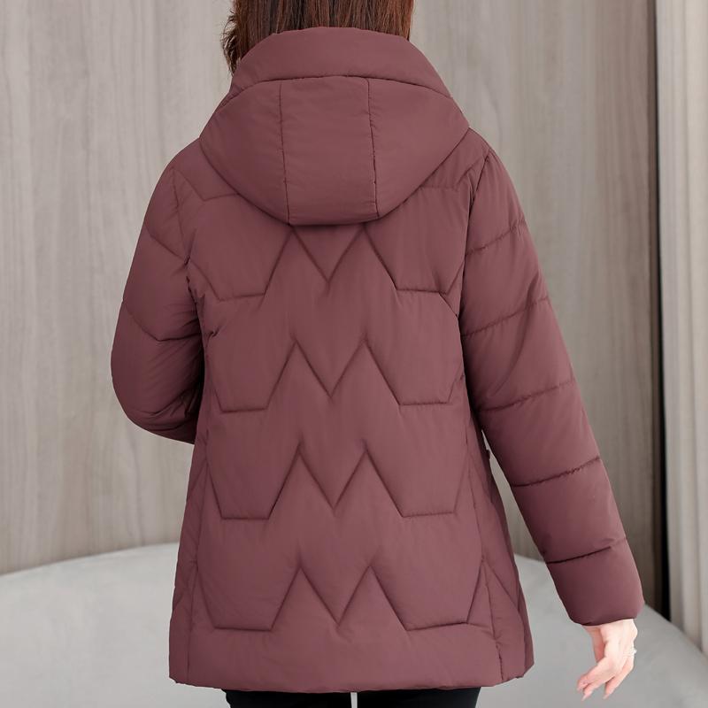 Middle Age Women's Winter Jackets Hooded Embroidery Casual Thick Parka Female Warm Coat