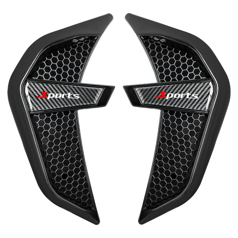 Car Side Air Fender Intake Vent Spoiler Cover Black TPU Shark Gilles Trim Universal Carbon Fiber Pattern Car Side Exterior Accessories