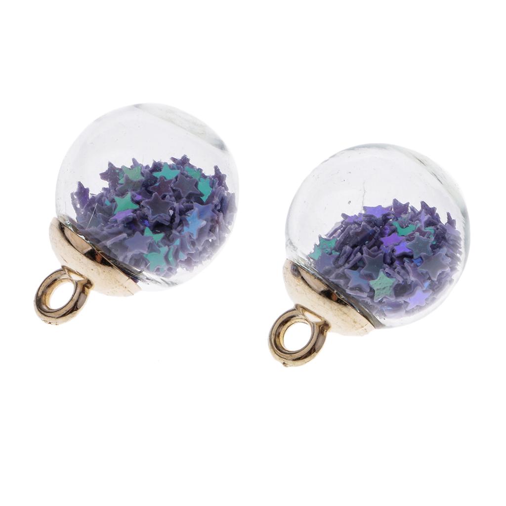 10 stykker 16 mm Tiny Star Glass Ball Charms Pendant DIY Craft rosa