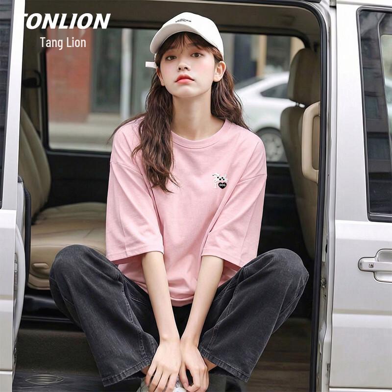 TonLion Women s Puppy Print Cotton T-Shirt L розовый