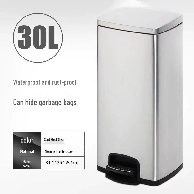 Stainless Steel Foot-Operated Bathroom Trash Can