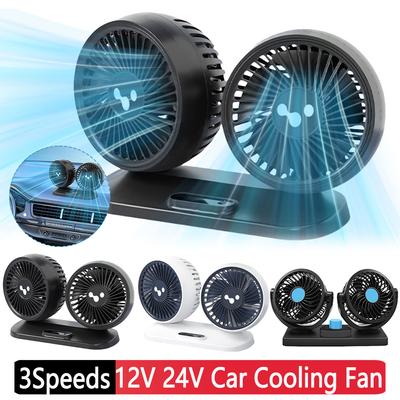 Dual Head USB Auto-Luftventilator Starker Wind Fahrzeug-Luftzirkulator 12V 24V 3 Geschwindigkeiten Einstellbar Für Autokühler Luftventilator Autozubehör