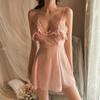 V-Neck Sexy Women Nightdress Lace Hollow Out Fashion Sleepwear+T Pant Suit