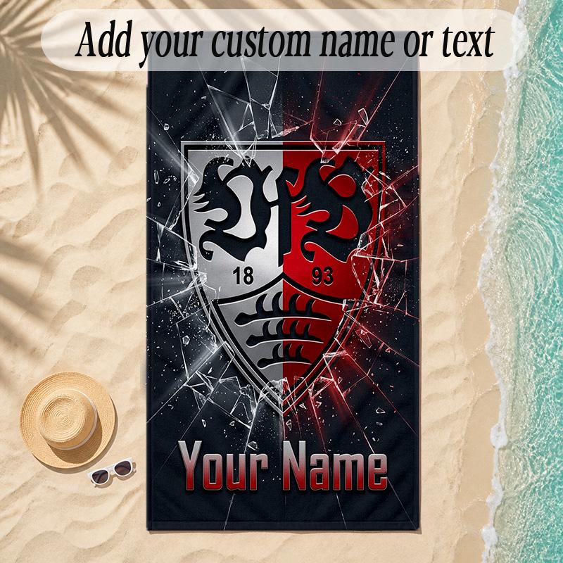 StrandtuchVfB Stuttgart FC Benutzerdefinierter Name Text Personalisierbares Weiches Handtuch für Strand Pool Innenbereich Heimdekoration Geschenk