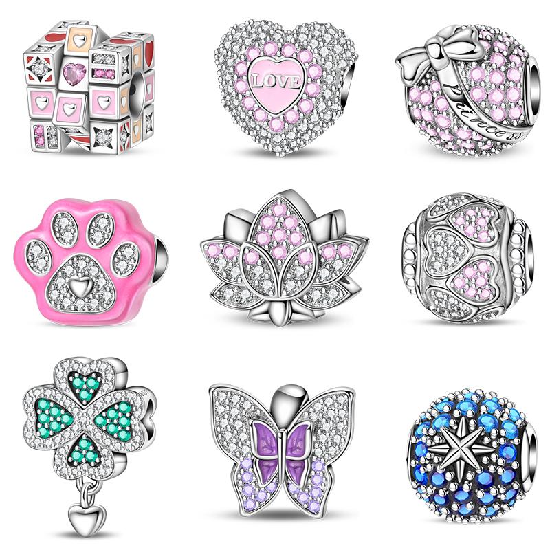 New Silve Charms Beads Love Rubik'S Cube Dreamlike Princess Charms Accessories For Bracelets Woman Jewelry Gifts
