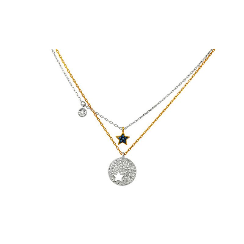 Swarovski Duo Clover four-leaf clover necklace women s blue 5253997 синий