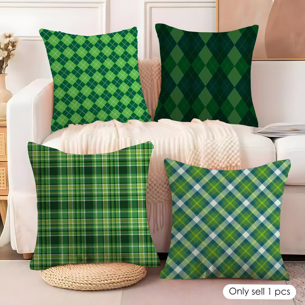 Happy St Patricks Day Cushion Cover Natural Linen Organic Fabric DoubleSided Printing Couch Pillow Covers Home Decor
