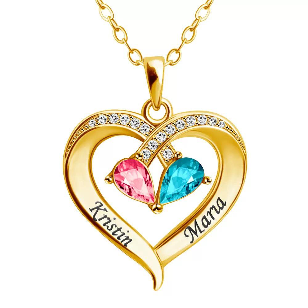 New Two-Color Water Drop 12 Zodiac Heart Necklace: Custom Engraved Jewelry Gift