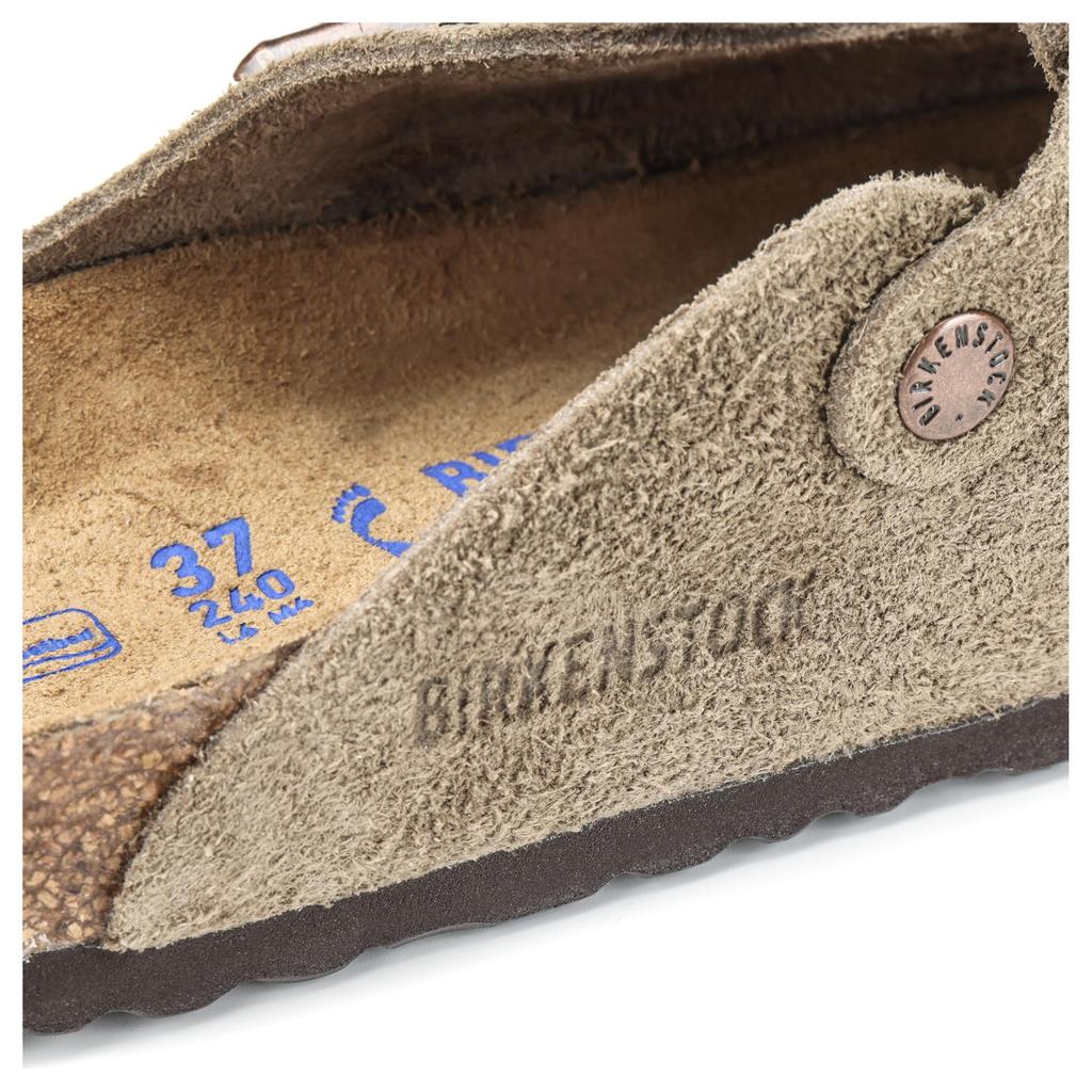 Birkenstock Boston Soft Footbed Suede Narrow Fit Taupe Unisex Sneakers Tan 0560773