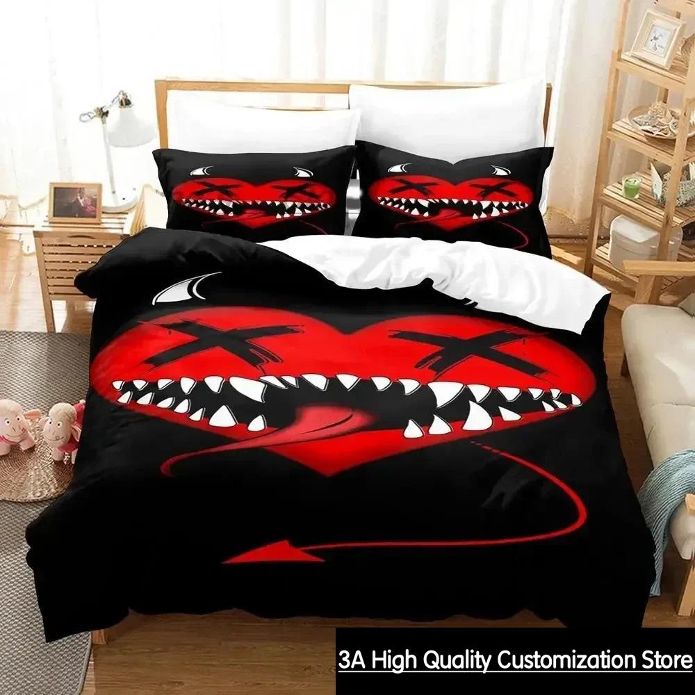 3D Print XOXO Devil Smiling Face Bedding Set Duvet Cover Bed Set Quilt Cover Pillowcase Comforter king Queen Size Boys Adult