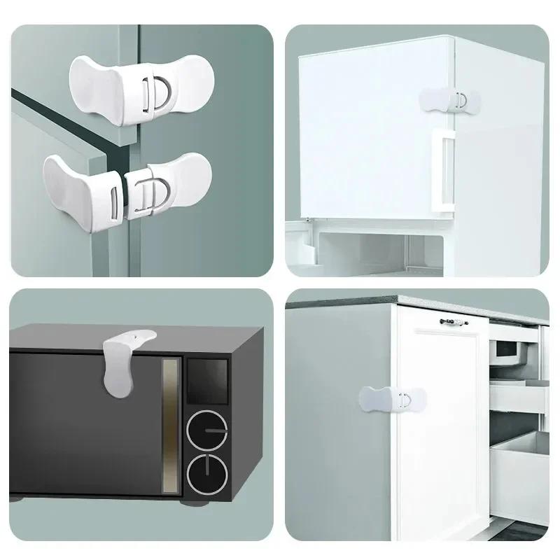 2/5PCS Baby Safety Locks Drawer Lock Anti-Pinching Hand Cabinet White Drawer Locks Refrigerator Lock Buckle Children Protection