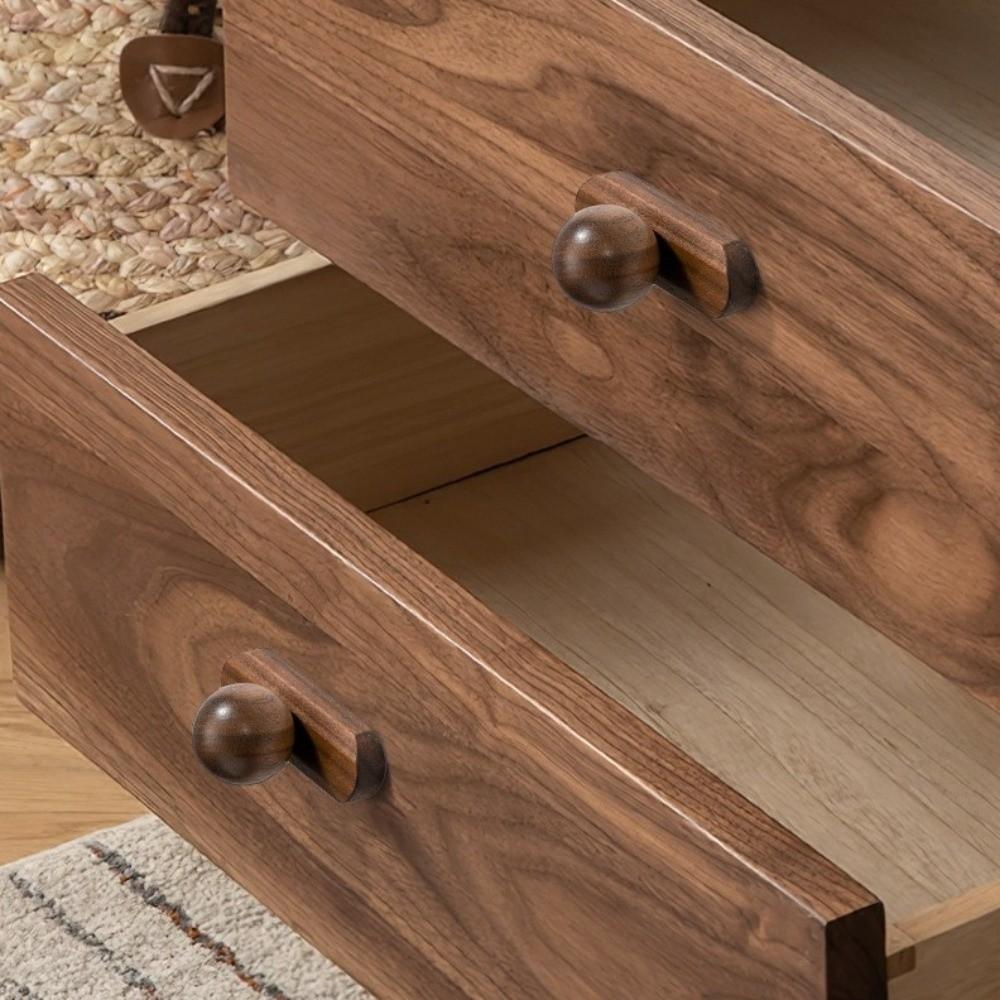 New Nordic Style Cabinet Handles Round Shape Walnut Wood Drawer Pulls 96mm Eco-Friendly Wardrobe Handles Home Decor