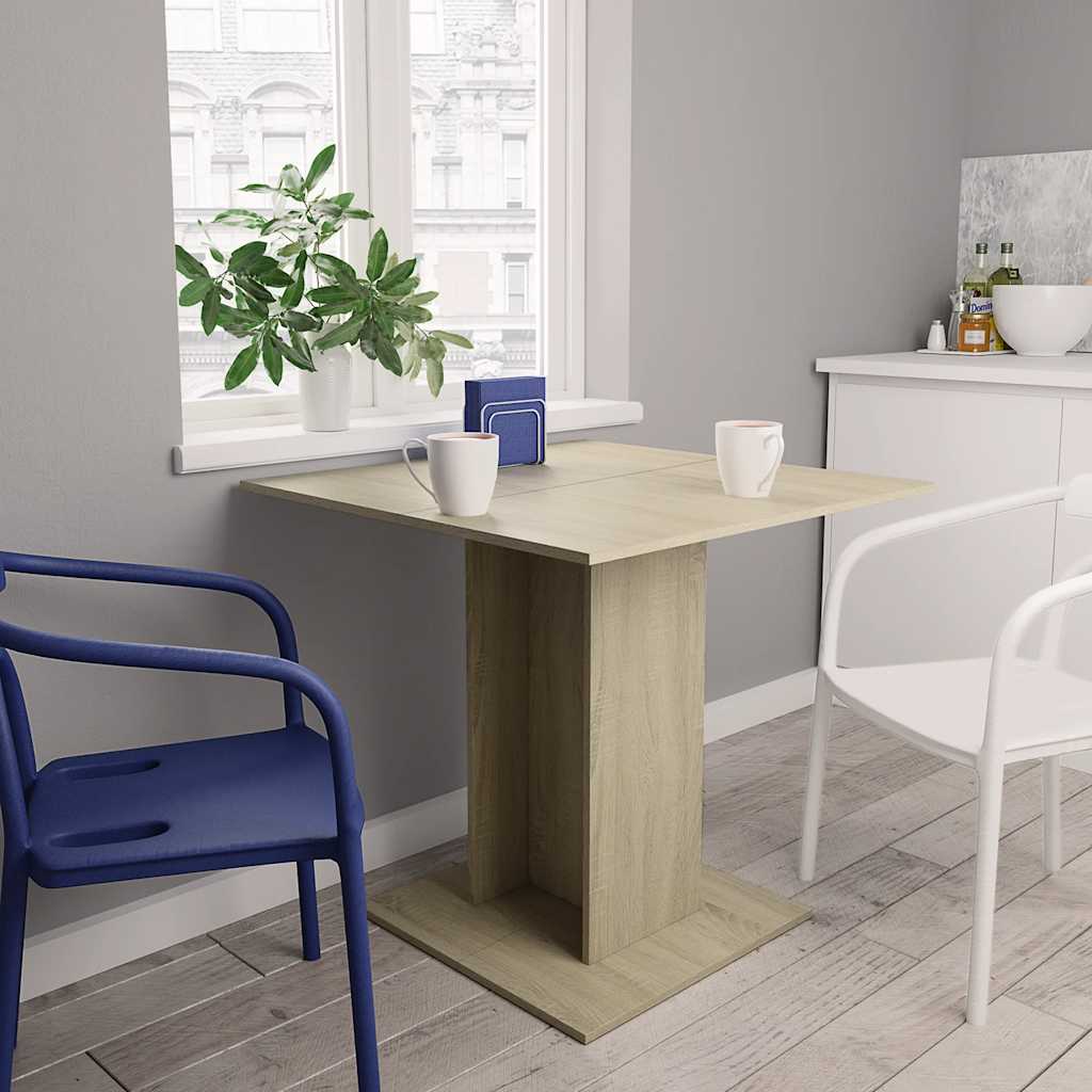 vidaXL Esstisch Sonoma-Eiche 80x80x75 cm Holzwerkstoff braun
