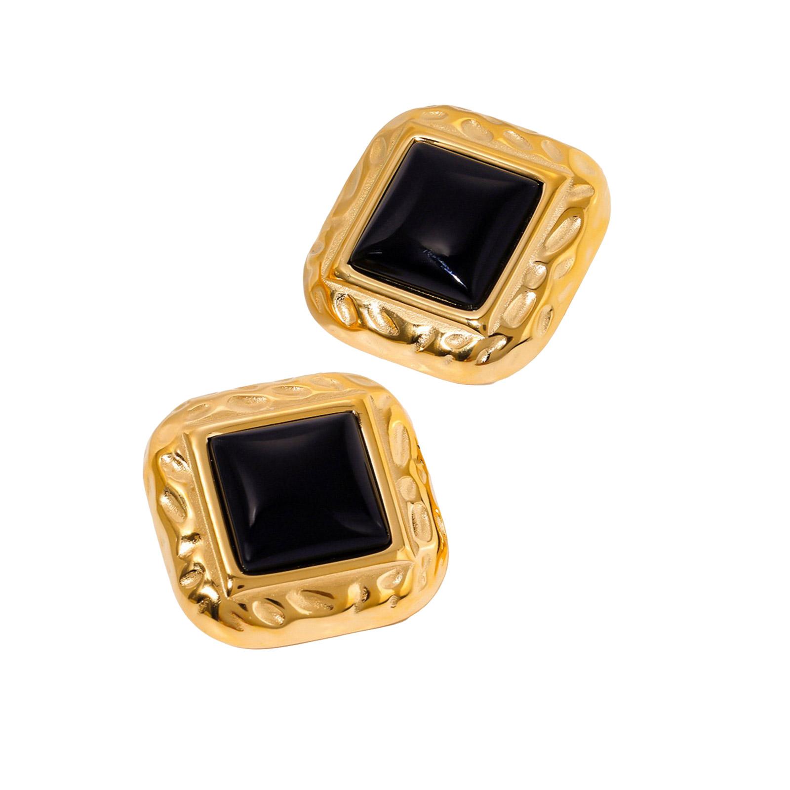 

Stylish Earrings Stainless Steel Ear Studs Geometric Ear Jewelry Square Earrings Suitable for Fashionable Teens Present 1 чорний