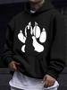 American/European Style Unisex Autumn/Winter Printed Hoodie Long-Sleeve Sweatshirt, White Paw Print Pattern Hooded Printed Sweatshirt, Simple Casual S