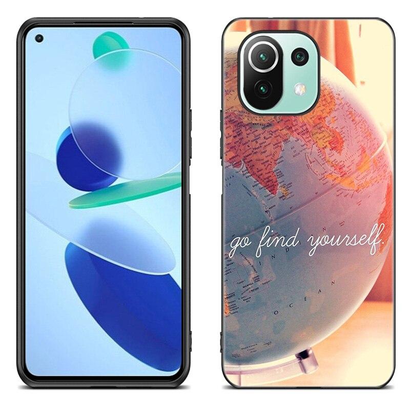 Lustige Reisekarte Telefonhülle für Xiaomi Mi 11 Lite NE 11i 10T 11T Pro A2 A3 Lite POCO F3 M3 M4 C31 X3 Pro NFC GT Schwarze Softcover