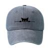 Fashion Cartoon Cat Embroidery Baseball Cap Visor Washed Cotton Peaked Cap Adjustable Sunscreen Hats For Man Women