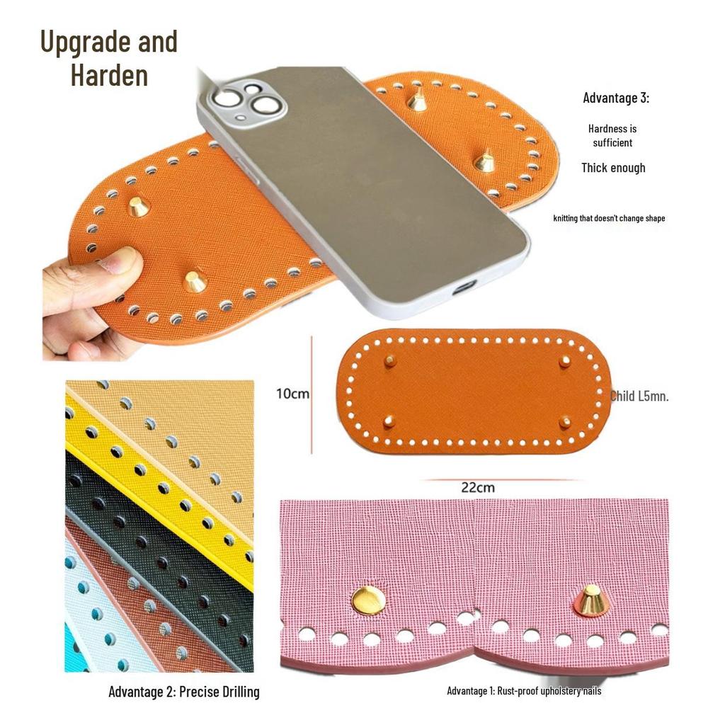 Oval Leather Crochet Bag Base - Hardened Handmade DIY Woven Bag Bottom Plate
