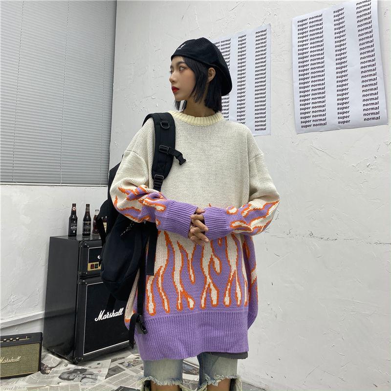 Flame Jacquard Sweater Women 