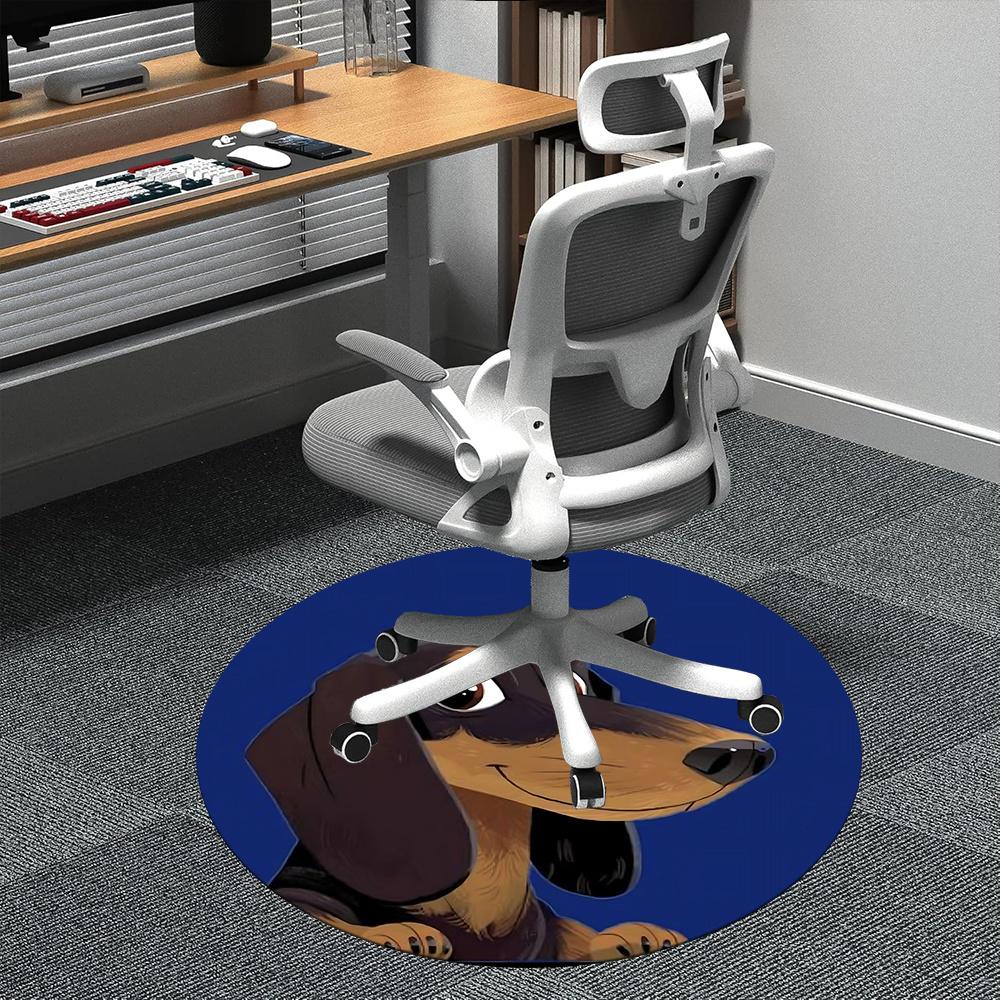 

1pc Dachshund Puppy Office Round Area Rug, Indoor Mat Suitable ForOffice, Under Office Chairs Bedroom Living Room Home Decor, Room Deco q050 80cm by 80cm