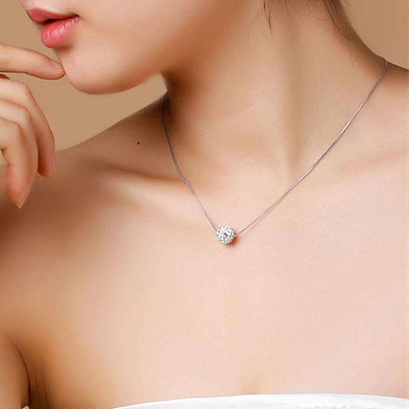 Silver Chain Small Ball Pendants Women's Necklaces Short Neck Jewelry Rhinestone Clavicle Necklace Party Neck Jewelry