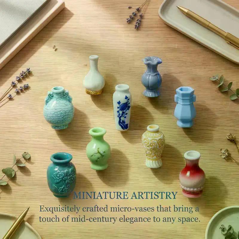 Micro Landscape Simulation Antique Style Decorative Vase Mini Resin Decoration Diy Accessories Doll House Car Desktop Decoration