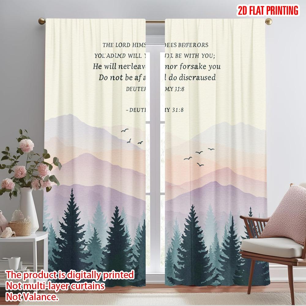 

2 шт. 2D плоская печать Праздничные шторы Сам Господь идет перед вами Полиэфирная ткань Без электричества Для семейного праздника дома 52.50×116.00 CM 2pcs