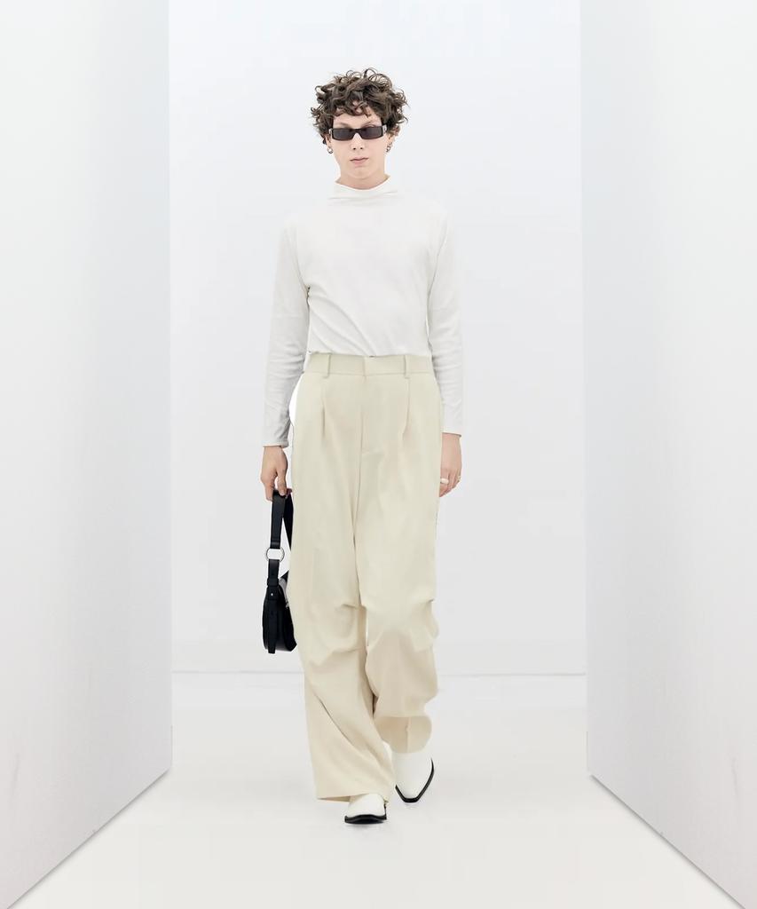 IRONYPORNO WHITELINE 86-Iro269 Monotone Parachute Wide Pants Ivory