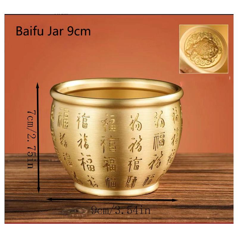 1PC Gold Feng Shui Hundred Blessings Bowl Fine Workmanship Meaningful Gifts Copper Materials Exquisite Mini