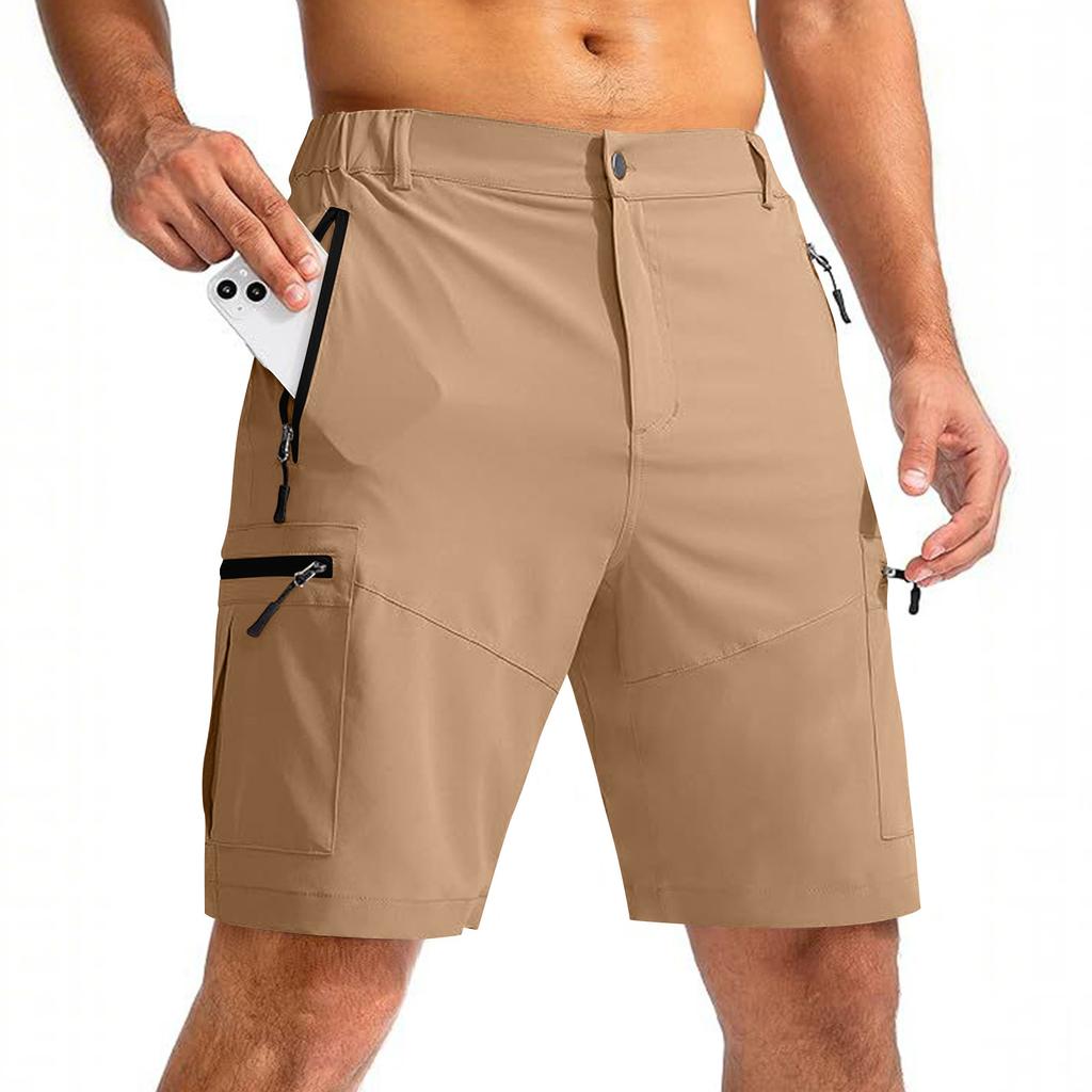 Herrgolfshorts med flera fickor, Elastisk midja, Casual klänningsshorts för sommaren