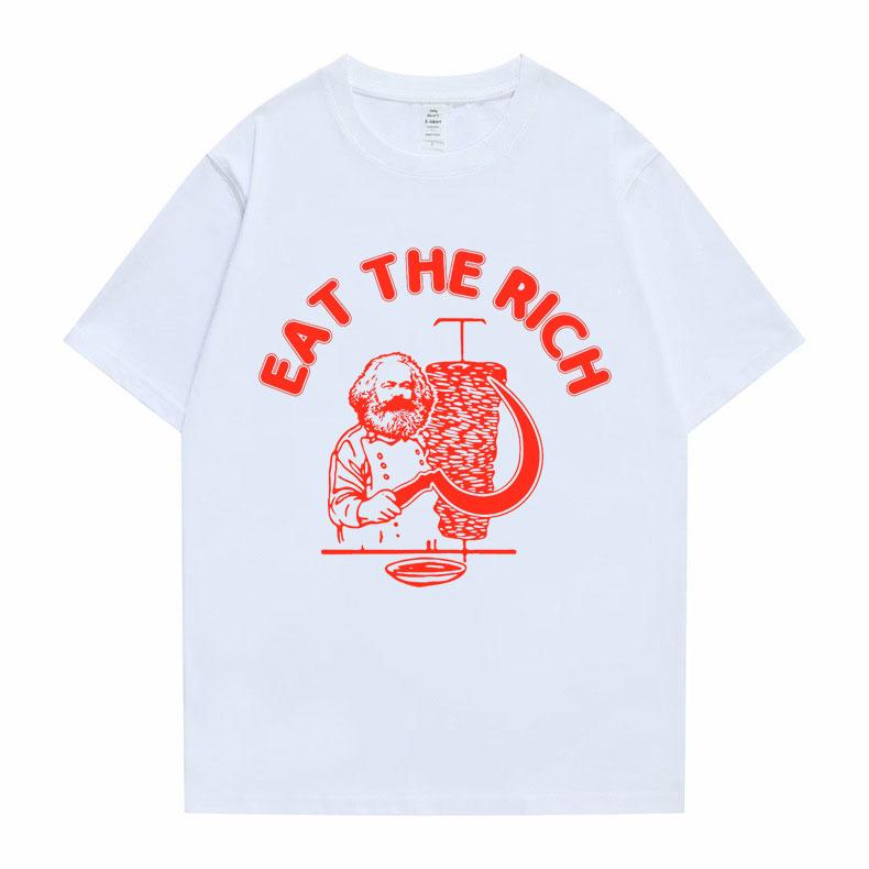 New Funny Men Women Casual Oversized Tshirt Eat The Rich Doner D%C3%B6ner Kebab Karl Marx Socialist Hasan Piker Graphic T-shirts