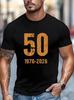 Vintage 50e Verjaardag 1976?2026 Verweerd Grafisch Zwart T-shirt?Shirt