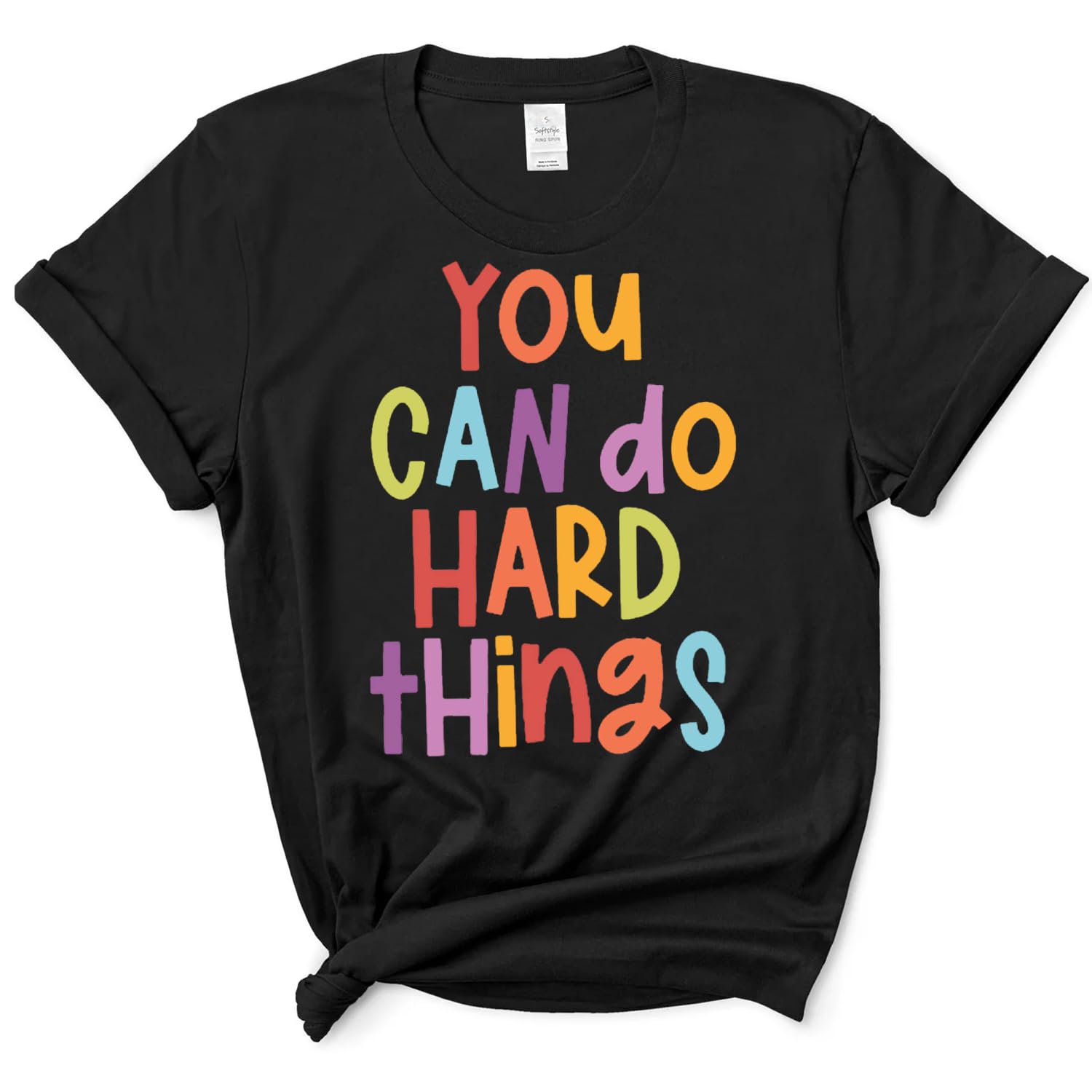 

You Can Do Hard Things Shirt Teacher Outfits for Women Casual Short Sleeve Crew Neck School Printed Shirt for Teachers XS чёрный