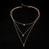 Multi-layer Party Date Jewelry Women Three Rhinestones Choker Necklace