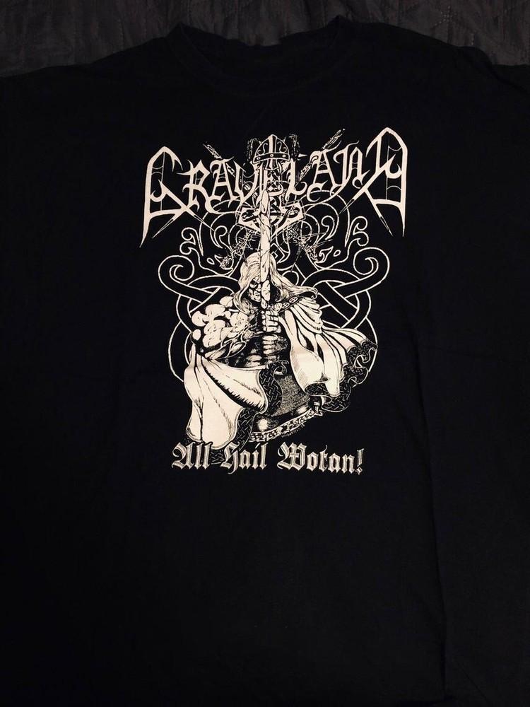 Винтаж Футболка с принтом группы Graveland All Hail Wotan Хлопок Черная Все Размеры Для Мужчин SE331 Унисекс Футболка S