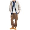 Uniqlo Solid Color Pocket Design Spliced Straight Leg Zipper Drop Shoulder Stand Collar Fleece Jacket Unisex Jackets Beige 460331-31