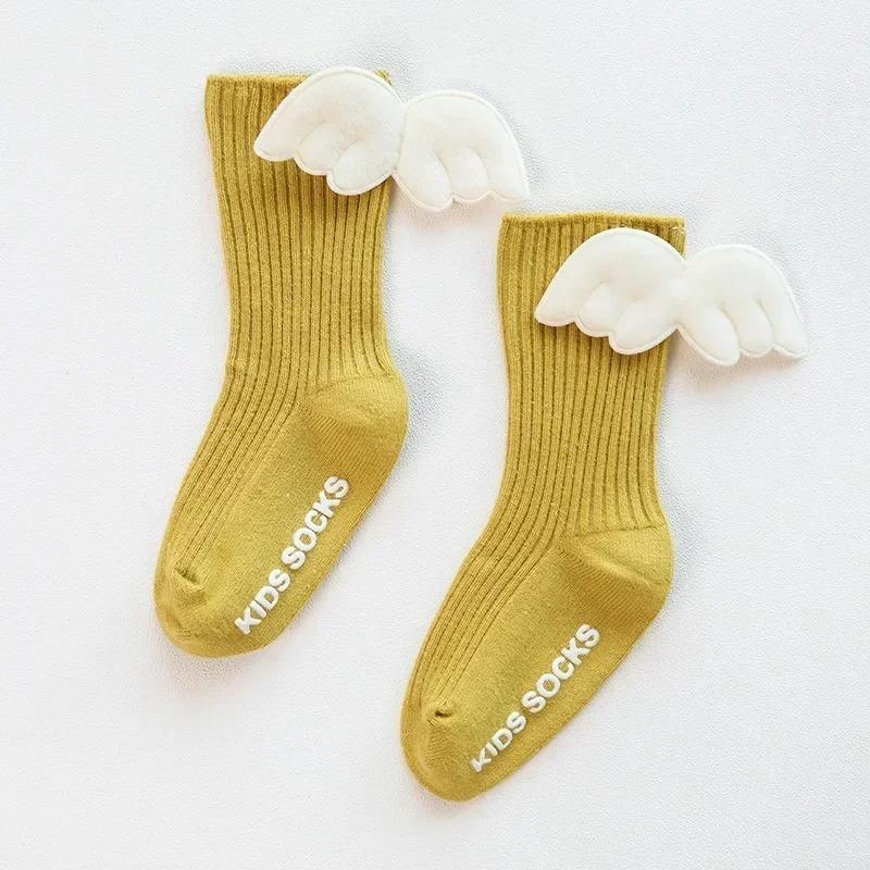 Newborn Sock Anti-slip Creative Wings Silicone Non-Slip Baby Knee Length Sock Mid Tube Children's Angel Floor Socks for Toddler