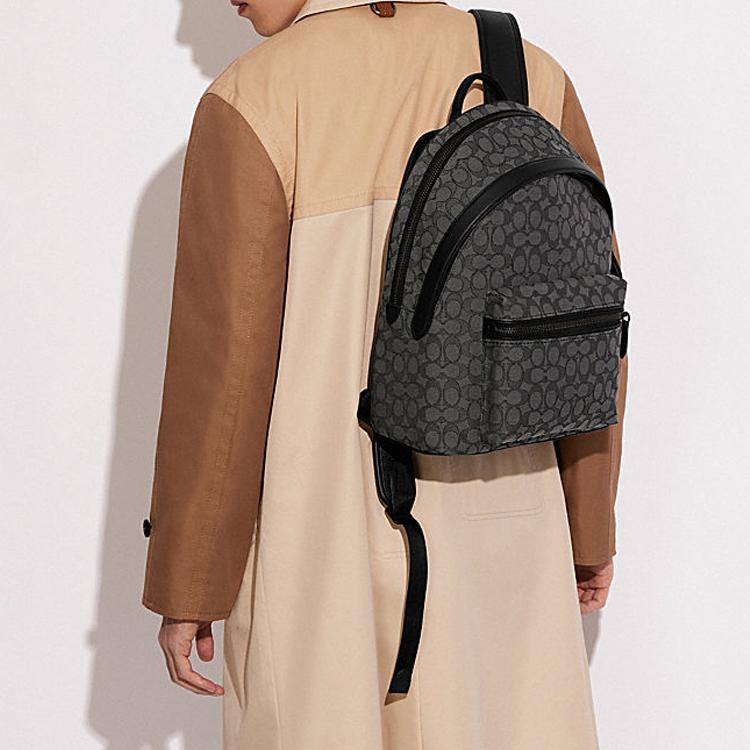 New COACH Charter Fabric Backpack Large Men's Black CC077-MI5