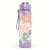 1PC Vintage Soft Floral Bouquet Print 750ml Color Plastic Sports Water Bottle Leakproof Flip Straw Lid Suitable for Sports Office Home Use