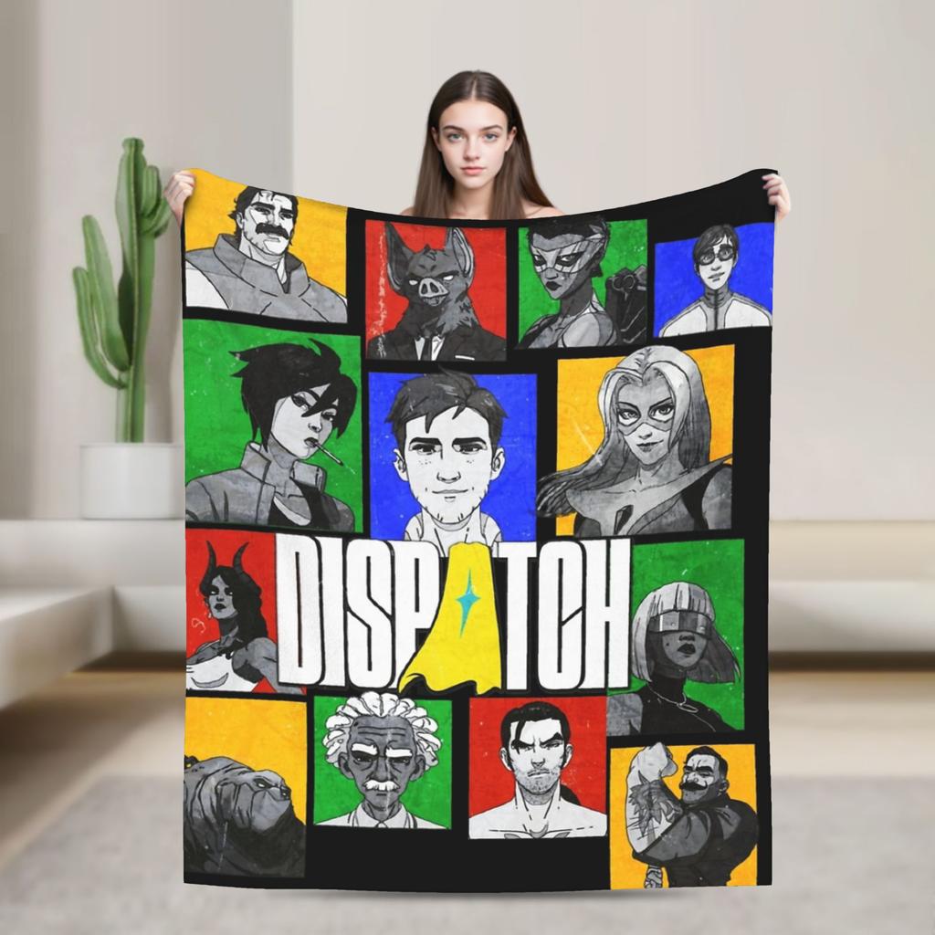 Super Soft Dispatch Game Character Collage  Throw Blanket Premium Fleece Flannel Lightweight  Bed Blanket Cozy Fluffy Blankets