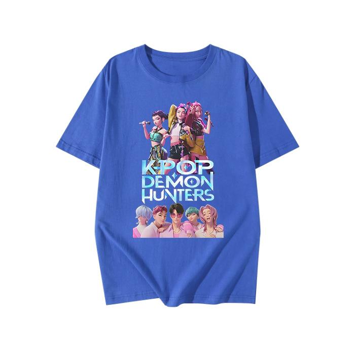 KPop Demon Hunters Fashion Short Sleeve Summer Colorful Printed Versatile Fashion Lightweight Short Sleeve Round Neck T-shirt