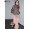 Zaprha 2025 Autumn New Women Sweet Versitile Fashion Mid Waist Loose Puffy Casual Trousers 2183243