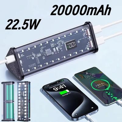 Invólucro Transparente 6*18650 Estojo Power Bank 22.5W Carregamento Rápido LED Tipo C + Porta USB Dupla Caixa de Armazenamento de Bateria Para iPhone Samsung