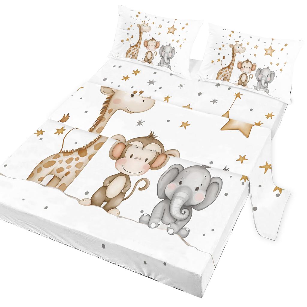 4-osaline voodilinakomplekt tähistaevaliste loomadega, sisaldab 1 tavalist voodilina, 1 eriti suurt voodilina, 2 padjapüüri (Multikas, Lapsed)